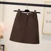 Falda de Pana Negra Talla Grande Gordo mm Otoño e Invierno Ajustada a la Cadera Falda A-Line para Mujer Look Adelgazante Falda Versátil de Un Paso Falda Corta