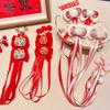 Diadema con lazo rojo estilo chino para niña, horquilla con borlas para Año Nuevo, horquilla de estilo nacional