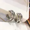 Pendientes Redondos Europeos y Americanos Transfronterizos de Plata Geométricos Multicapa, Lujo Ligero, Sensación de Alta Gama, Estilo Minimalista, Pendientes de Moda para Mujer