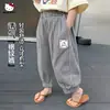 Calça Casual de Verão para Meninas 2026 Novo Estilo para Crianças Maiores, Estampa Xadrez Cartoon, Solta, Confortável, Calça Macia