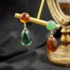 Pendientes de Plata Aguamarina Geométricos de Lujo con Forma de Gota de Agua Diseño de Nicho de Alta Gama Pendientes de Atmósfera Clara Pendientes para Mujer