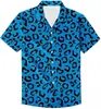 Camisa de Manga Curta Estilo Japonês Personalizada Estampa de Leopardo Manga Curta Impressão Digital Masculina Toque de Alto Padrão Camisa Não Amassa Elástica em Quatro Direções Masculina
