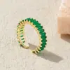 Anillo rectangular de estilo coreano con diamantes completos transfronterizo para mujer, tendencia de moda en línea, lujo ligero, chapado en oro, anillo ajustable, joyería al por mayor