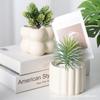 Maceta de Cerámica para Flores Suculentas en Maceta Creativa Planta Verde Bonsái Jardinería Patrón Vertical Simple Redonda Grande Porosa Maceta Dehua