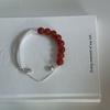 Dulce y Lindo Colgante de Vaca de Dibujos Animados Collar de Cuentas Pulsera Magnética de Cuentas Redondas Rojas y Perlas Blancas Simples y Modernas