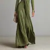 Ropa de mujer de comercio exterior, nuevo estilo otoñal europeo y americano, vestido francés elegante de punto liso texturizado con cuello en V y manga larga