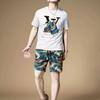 Traje informal de verano de nueva moda para hombre, de estilo europeo, ligero, de lujo, personalizado, estampado, atractivo, de manga corta, para hombre.