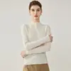 Suéter de Cashmere 2026 Outono/Inverno Novo Feminino Gola Alta Meia Costela Slimming Camisa Base Estilo Elegante Cor Sólida Suéter Quente