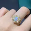 Anillo de Ópalo Naturalmente Puro Súper Hermoso, Piedra Principal 7*9mm, Materiales Seleccionados a Mano] Hermoso Color y Buen Cristal