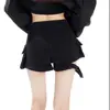Shorts de Cargo Negros de Dos Botones Petite Nuevos Primavera y Verano 2025 Mezclilla Casual para Mujer Pantalones Cortos