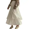 Estilo Chique Coreano Primavera e Outono 2026 Saia Midi Versátil de Chiffon com Pregas Duplas e Barra Larga