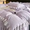 Colcha de Terciopelo de Leche Tallada Francesa Juego de Cama de Cuatro Piezas Borde de Encaje Rosa Terciopelo Engrosado de Doble Cara Suministros de Terciopelo Coral