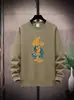 Suéter Masculino Novo de Primavera e Outono Tecido Composto Pulôver Gola Redonda Solto Plus Size Esportivo Casual Estilo Pesado