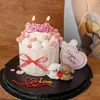 214 Feliz Día de San Valentín Decoración para Pastel Vela de Amor Tarjeta de Corazón Caucho Suave Línea de Arte de Pareja Adorno de Perro Inserto