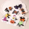 Tecido Estilo Novo Europeu e Americano Transfronteiriço Acessórios de Cabelo para Halloween Presilha de Garra de Fantasma Grampo de Cabelo Peculiar Laço Transfronteiriço Grampo de Cabelo de Abóbora