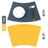 Porta-copos com Padrão de Couro de Vaca em Formato de Ventilador de Mesa Redondo Feito Sob Medida Porta-copos de Couro Estilo Ins À Prova d'Água Resistente a Óleo Resistente a Altas Temperaturas Tapete de Isolamento Térmico