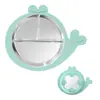 Nuevo Vajilla Desmontable para Bebés y Niños Pequeños con Ventosa, Plato para Comer Anticaídas, Plato de Cena Infantil Dividido de Silicona de Acero Inoxidable 304