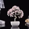 Árbol de la vida de cristal natural de aguamarina al por mayor con base de cerámica, árbol del dinero creativo, adorno que atrae la fortuna en nuevo estilo chino