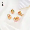 Contas Espaçadoras Antigas de Esmalte Dourado com os Caracteres para Felicidade e Bênção, Pingente de Selo, Acessórios para Joias de Pulseira Colar Feitos à Mão DIY