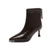 Botines de Tobillo para Mujer 2026 para Todas las Estaciones Punta Fina Marrones Botas Adelgazantes Botines Cortos Mujer Nuevos Moda de Tacón Medio Mujer