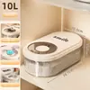 Caixa de Armazenamento de Grãos, Recipiente Rotativo para Arroz, Lixeira de Arroz Selada à Prova de Insetos e Umidade Doméstica, Pote Compartimentado com Vedação por Pressão, Caixa de Arroz