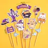 Caixa de Almoço de Polpa de Halloween Decoração de Bolo Fantasma Engraçado Demônio Abóbora Pom-pom Chapéu Pequeno Acessórios de Inserção