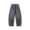Mayuenjoy Jeans Banana de Pierna Ancha Sueltos para Hombre Lavados Retro Japoneses Modernos Corte 3D K15