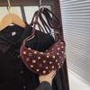 Exportación Transfronteriza 2025 Bolso de Cuerno Grande tipo Media Luna para Mujer Bolso Simple con Remaches de un Solo Hombro Cruzado Bolso para Mujer Bolsos