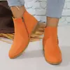 Nuevos estilos de zapatos para mujer para tiendas en línea independientes: botas de mujer de talla grande con tacón grueso, botas Martin de gamuza, botines de tacón bajo con cremalleras laterales