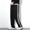 Pantalones deportivos para hombre de cintura elástica para primavera y otoño para el trabajo holgados diarios largos rectos tres rayas pantalones casuales hombre