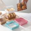 Caja Sándwich nieve Mei Niang hilo de carne seca concha pequeña papel transparente caja de plástico pastelería occidental pastel pan caja para hornear mayoreo