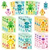 Transfronterizo 6 Hojas/Paquete Pegatinas de Rompecabezas de Robot de Dibujos Animados Juguetes para Niños Material Creativo Pegatinas que Cambian de Cara Nuevo Estilo