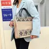 Bolsa Tote Portátil Estilo Étnico Retro 2023 Nueva Moda Nacional Lino Texturizado para Viajes de Trabajo Gran Capacidad Bolsa para Tutor Bolsa de Compras
