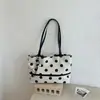 Bolsa de Lona con Lunares Estilo Coreano para Mujer 2026 Nueva Bolso de Mano de Gran Capacidad Diario Casual Ropa de Trabajo Bolso de Hombro