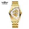 T-Winner/Victor 8243 Reloj Mecánico Casual de Moda con Esfera Calada Triangular Automático de Acero Inoxidable para Hombre