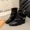 Nueva colección de otoño para mujer: Pantalones de campana con efecto de altura interior y punta fina, Botas de cowboy estilo western con hebilla de cinturón, Botas de montar hasta la pantorrilla y Botines
