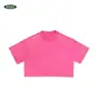 240g Estilo Europeu Retrô Marca da Moda Transfronteiriça Lavada Desgastada T-shirt Hot Girl Manga Curta Cropped Feminina