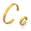 Pulseira de Casal Popular Transfronteiriça Europeia e Americana Joias Metal Puro Brilhante Abertura Magnética Ajustável Joias Masculinas e Femininas Joias