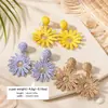 Brincos de Flor Estilo Férias Boêmio para Mulheres, Brincos de Ráfia Trançada Tendência Nicho, Acessórios de Orelha Exagerados Atacado