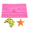 Molde de Silicone Estrela do Mar Concha Galhos de Coral Marinho Renda Dobrável para Açúcar Chocolate Bolo Decorativo