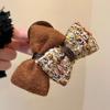 Presilha de Garra de Pelúcia com Laço Estilo Chanel Grampo para Cabelo Traseiro Feminino Pinça de Tubarão Acessório de Cabeça Novo Outono e Inverno com Sensação de Alto Padrão