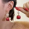 Gancho para Oreja con Flor Real Original Flor de Bosque Hecho a Mano Pendiente de Gota de Rosa Vintage Elegante Pendientes de Borla Versátiles