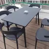 Combinación de Mesa y Sillas para Exteriores Tienda de Té con Leche Negra Mesa para Exteriores Patio de Ocio al Aire Libre Balcón de Plástico para Exteriores Impermeable y Protección Solar