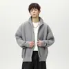 Suéter cárdigan de imitación de piel de ciervo de cuello alto, estilo Otoño e Invierno, Retro japonés, estilo perezoso, tejido de color liso, chaqueta de cuello alto Q