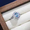 Anillo de Moda Europeo y Americano de Alta Gama con Rubí y Zafiro Sintéticos Estilo Palacio de Lujo Ligero Retro Anillo Ajustable de Piedras Preciosas de Colores Circonita para Mujer