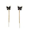 Nuevos Pendientes Largos con Borlas de Mariposa Negra Simples y Elegantes Pendientes de Lujo Accesible Pendientes de Gama Alta Pendientes con Diseño Retro para Mujer