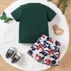 Primavera y verano 2025 nuevo traje para bebé niño camiseta de manga corta con bordado de parche de ganso grande pantalones cortos casuales