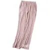 Pantalones de Pijama Finos de Verano para Mujer al por Mayor, Pieza Única, Largo de Nueve Puntos, Corte Holgado, Tallas Grandes, con Bolsillos, Pantalones de Casa Transpirables