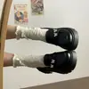 Zapatos de cuero negros para mujer con tacón grueso y suela gruesa estilo universitario, nuevos de otoño 2006, mocasines redondos versátiles estilo JK japonés