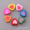Cuentas de madera con forma de corazón y estampado de dibujos animados de amor, con cara sonriente, accesorios de joyería para niños, de moda coreana